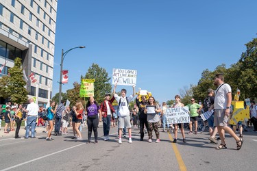 Hundreds of students walked out of class and converged at city hall to protest government inaction on climate change. It was part of the youth-led Global Climate Strike. (Max Martin, The London Free Press)