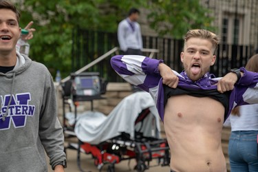 Students and young people take to Broughdale Avenue as part of the annual FOCO, or Fake Homecoming, celebrations on Saturday, Sept. 28, 2019. (MAX MARTIN, The London Free Press)