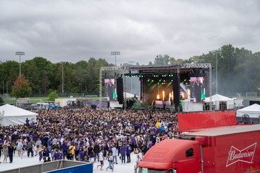 Western's student council sanctioned Purple Fest lost its headliner, A$AP Rocky, hours before the event. About 14,000 non-refundable tickets had been sold. As new headliner Tyga took the stage, about 9,000 people were in attendance on Saturday, Sept. 28, 2019. (MAX MARTIN, The London Free Press)
