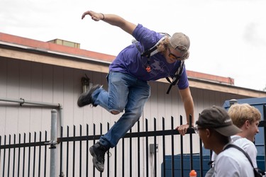 A long fence was installed by Western University dividing the backyards of some Broughdale Avenue homes with campus residences. The fence stretched from Richmond Street to Sunset Street, but didn't stop some revellers from taking a shortcut. Photo taken Saturday, Sept. 28, 2019. (MAX MARTIN, The London Free Press)