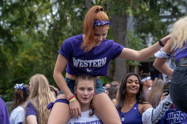 Students and young people take to Broughdale Avenue as part of the annual FOCO, or Fake Homecoming, celebrations on Saturday, Sept. 28, 2019. (MAX MARTIN, The London Free Press)