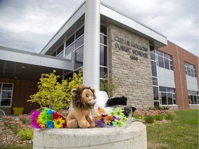 A memorial has emerged on Friday for a student who died after suffering a medical emergency at Cedar Hollow elementary school on the first day of school. (Derek Ruttan/The London Free Press)