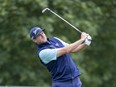 Taylor Pendrith tees off at the par three tenth hole of Highland Country Club during the Canada Life Championship in London, Ont. on Thursday. Derek Ruttan/The London Free Press)