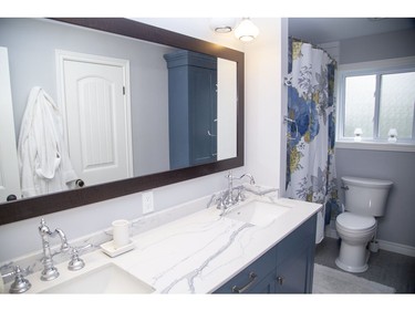 Bathroom at 51 Cowan Ave. was renovated by Millennium Construction and Design Inc. in London, Ont. (Derek Ruttan/The London Free Press)