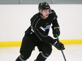 Defenceman Gerard Keane of the Knights practices. File photo