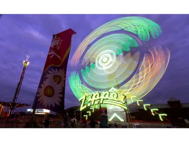 The iconic Zipper ride does its thing on opening night at the Western Fair in London. (Mike Hensen/The London Free Press)