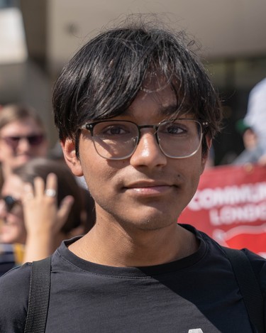 “I think that our generation, we’ve had to watch the climate crisis unfold and it has instilled an existential fear in us. We need to make our voices heard to ensure a sustainable future.” Purushoth Megarajah, 17, London Central secondary school