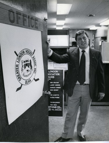 Phil Bernardo, president of Greater London Hockey Association, 1988. (London Free Press files)