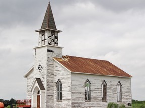 A church expected to be used for the filming of In the Tall Grass, a novella written by Stephen King and son Joe Hill, is seen here on Monday July 23, 2018 in Perth South, Ont. (Terry Bridge/Stratford Beacon Herald)