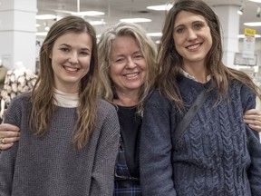 Patricia Rozema, middle, stands with Norah Sadava, left, and Amy Nostbakken, right, the creators and stars of her recent film Mouthpiece for which Rozema was nominated for Outstanding Director Achievement in Feature Film through the Director's Guild of Canada.