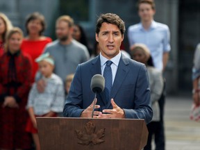 Canada's Prime Minister Justin Trudeau speaks during a news conference at Rideau Hall.  REUTERS/Patrick Doyle ORG XMIT: GGG-OTA114