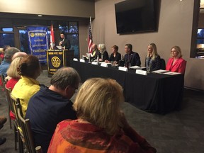 All six federal candidates in London West took questions from voters at West Haven Golf and Country Club at a debate organized by the Rotary Club of Hyde Park. (Jennifer Bieman/The London Free Press)