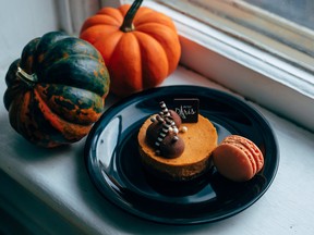 Petit Paris Creperie and Patisserie, located in Covent Garden Market, is serving up photo-worthy pumpkin cheesecakes and macarons.  (photo by MAX MARTIN)