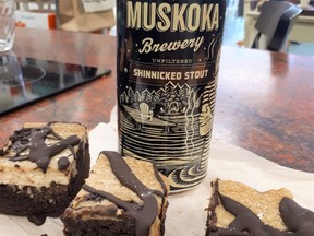 Muskoka Brewery's Shinnicked Stout is good not only as a beer but also as an ingredient in a cheesecake brownie recipe by Charmaine Broughton of In Char's Kitchen.