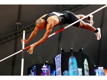 Damian Warner of Canada completes in the Men's Decathlon Pole Vault during day seven of 17th IAAF World Athletics Championships Doha 2019 at Khalifa International Stadium on October 03, 2019 in Doha, Qatar.

Pole vault: 4.70 metres, 15th