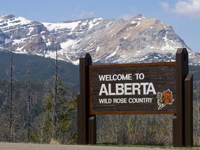 Welcome to Alberta sign. File photo.