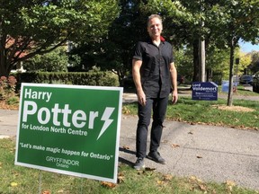 Harry Potter election sign creator Wes Kinghorn wanted to lighten the mood ahead of the Oct. 21 federal election by lending his lawn to four mythical candidates campaigning for votes in London North Centre.