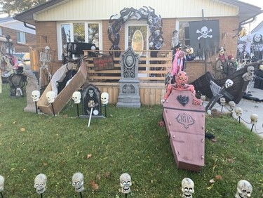 The Halloween House can be found at 335 Admiral Dr. A driveway walk-in tent will be open the week of Halloween, so check it out! (Photo by Jane Barran)