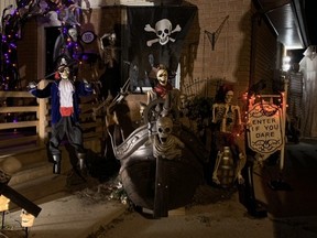 The Halloween House can be found at 335 Admiral Dr. A driveway walk-in tent will be open the week of Halloween, so check it out! (Photo by Jane Barran)