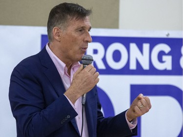 People's Party of Canada leader Maxime Bernie speaks to about 50 people at the Lion's Club in Strathroy on Tuesday Oct. 1, 2019. (Derek Ruttan/The London Free Press)