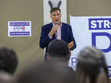 People's Party of Canada leader Maxime Bernie speaks to about 50 people at the Lion's Club in Strathroy on Tuesday Oct. 1, 2019. (Derek Ruttan/The London Free Press)