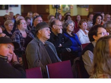 Brian Gowing, wearing a hat, is among the audience during the London West candidates' debate at Aeolian Hall in London, Ont. on Wednesday Oct. 2, 2019. Derek Ruttan/The London Free Press