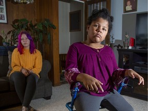 Haley Fair, 19, left, will be accompanying her eight-year-old sister Aaliyah Faulknor to school in London if educational assistants go on strike Monday. (Derek Ruttan/The London Free Press)