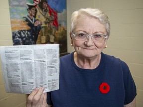 Byron Legion secretary Judi Boudreau's wrote a letter to the editor in London. (Derek Ruttan/The London Free Press)