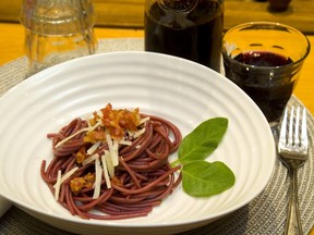 Pasta cooked in red wine is a great way to use up leftover wine. (Mike Hensen/The London Free Press)