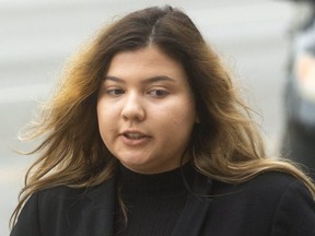 Daniella Leis, heads into court in London, Ont. on Wednesday.  Leis has been charged with impair driving in connection with the Old East explosion. Mike Hensen/The London Free Press)