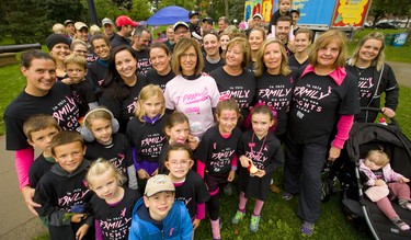 Nancy Douglas, from Ingersol, in pink, found out recently that she had breast cancer and is surrounded by a huge extended family, who raised over $12,000 for the Run for the Cure on Sunday October 6, 2019. Their motto is "In this family, no one fights alone."
Mike Hensen/The London Free Press/Postmedia Network