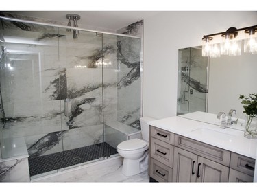 Main floor bathroom at 54 Edwin Drive in London, one of the Dream Lottery prizes. (Derek Ruttan/The London Free Press)