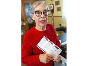 Judy Carter of London says her late partner Vern Plarina, who wasn't a citizen of Canada, was sent a voter registration card, even though he died two years ago. (Mike Hensen/The London Free Press)