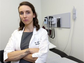 Dr. Brenna Velker, at the Thompson Medical Clinic on Thompson Road, says London's housing crisis is hurting people's health. (Mike Hensen/The London Free Press)