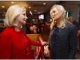 London West MP-elect Kate Young is congratulated by Conservative rival Liz Snelgrove, who arrived at Young's election party on Monday October 21, 2019 to congratulate Young on a good campaign. (Mike Hensen/The London Free Press)