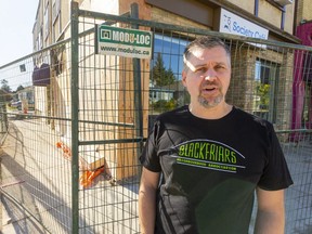 Rob Dore, who just held the grand opening of his Society Cafe on Blackfriars Road, will be out of business indefinitely after a car crashed into the building he rents space in early Sunday and hit a home across the street. Photograph taken on Monday October 28, 2019.  Mike Hensen/The London Free Press/Postmedia Network