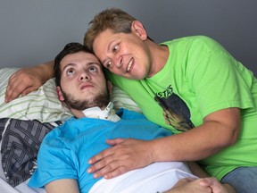 Abby Roby is happy to have her son Tristan Roby, 18, back home after spending three months in hospital after being hit on his bike in a hit-and-run crash. Photograph taken on Monday October 28, 2019.  Mike Hensen/The London Free Press/Postmedia Network