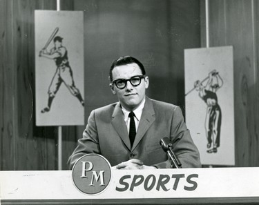 Pete James, CFPL TV sports announcer, 1968. (London Free Press files)
