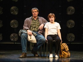 Dan Chameroy (left) as Billy's Dad and Nolen Dubuc as Billy Elliot in Billy Elliot the Musical. Cylla von Tiedemann/Stratford Festival