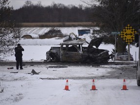 One person has died after a Wednesday morning crash in Zorra Township. Highway 2 remains closed following the collision. (Kathleen Saylors/Woodstock Sentinel-Review)