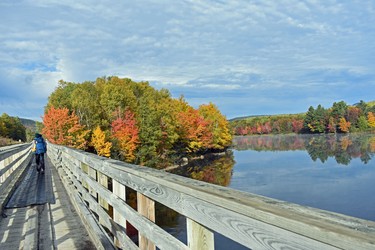 Autumn foilage enhances the view for Canadian thru-hiker Ian Newton as he walks across Abol Bridge, part of the AT, on the doorstep of Maine's Baxter State Park which includes Mount Katahdin, the northern terminus of the 14-state trail across the United States.
IAN NEWTON/Special to Postmedia News
Appalachian Trail 2019