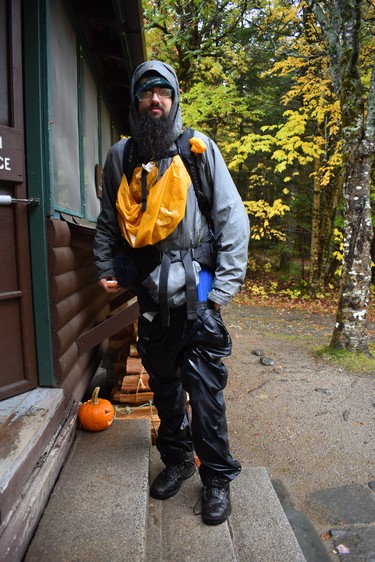Hiker Ian Newton is cold and wet but happy to arrive at the ranger station of Maine's Baxter State Park after spending an unplanned night on Mount Katahdin, completing his five-month thru-hike on the AT.
IAN NEWTON/Special to Postmedia News
Appalachian Trail 2019