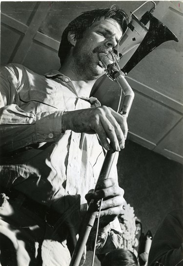 Greg Curnoe on electric kazoo, 1968. (London Free Press files)