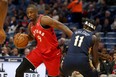 Raptors forward Serge Ibaka (left) could return Wednesday after a 10-game absence due to an ankle injury. (USA TODAY)