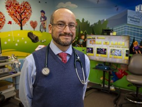 Paediatric cardiologist Dr. Luis Altamirano wants video game designers to incorporate a dimension of physical activity for the game players in all future products. He was photographed Victoria Hospital in London, Ont. on Thursday October 31, 2019. Derek Ruttan/The London Free Press/Postmedia Network