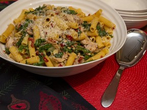 Kale and Chicken Pasta is a colourful. satisfying meal on a fall night. Derek Ruttan/The London Free Press