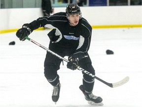 London Knights defenceman Kirill Steklov practises with the team at the Western Fair Sports Centre in London on Wednesday. (Derek Ruttan/The London Free Press)