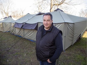 Pastor Dan Morand and his Urban Haven Project have erected two heated tents in the backyard of Beth Emanuel Church where they plan to run a winter shelter for homeless men. (Derek Ruttan/The London Free Press)