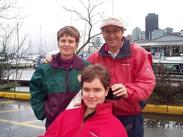 London John Davidson poses with his wife Sheren and son Jesse, 18 at Vancouver Harbour.