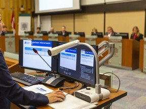 London treasurer Anna Lisa Barbon sets out the reasons for the higher than expected budget, citing increasing costs from provincial cuts during a special council budget meeting. (Mike Hensen/The London Free Press)